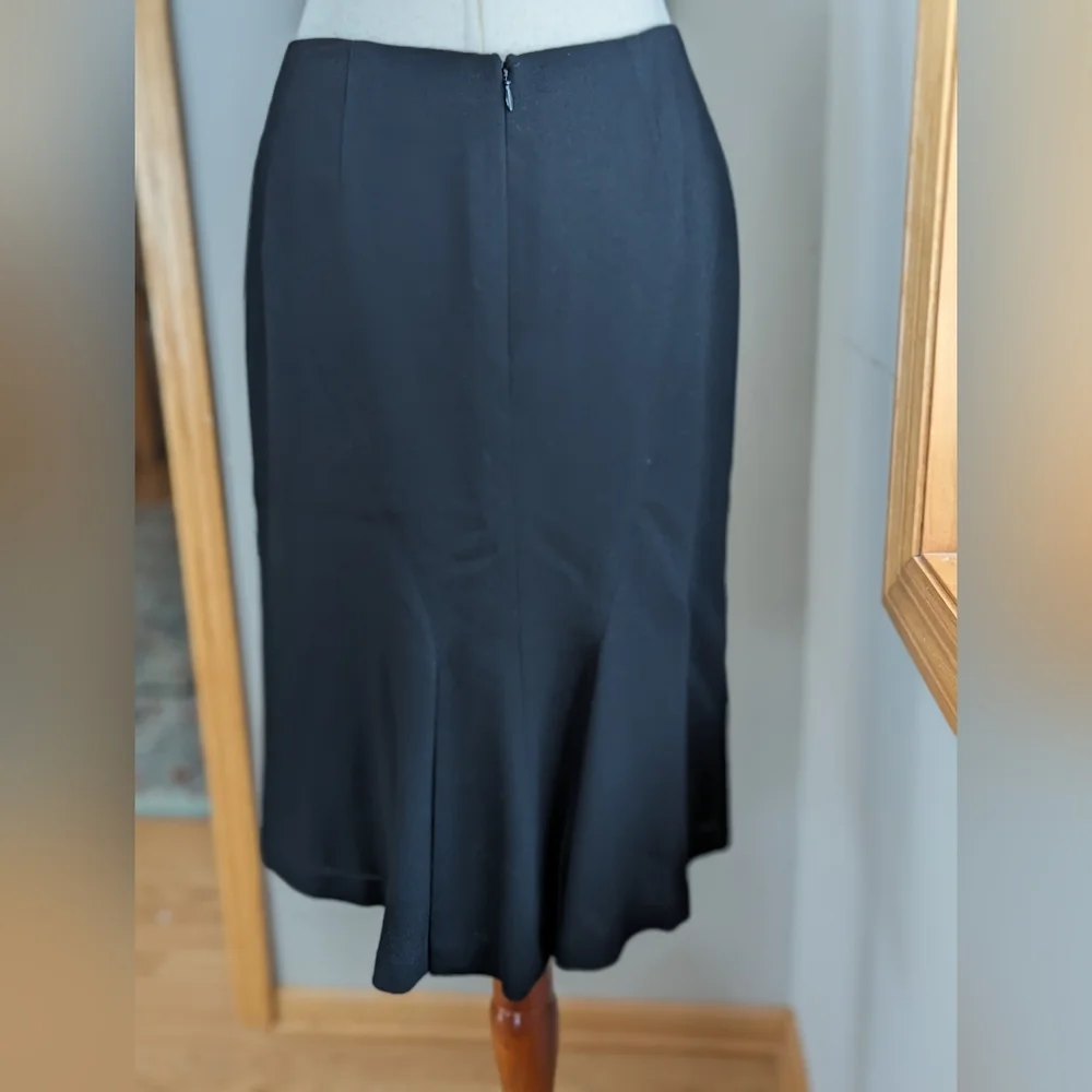 Vintage 100% Wool Womens Size 8 Pencil Skirt Black Solid Lined